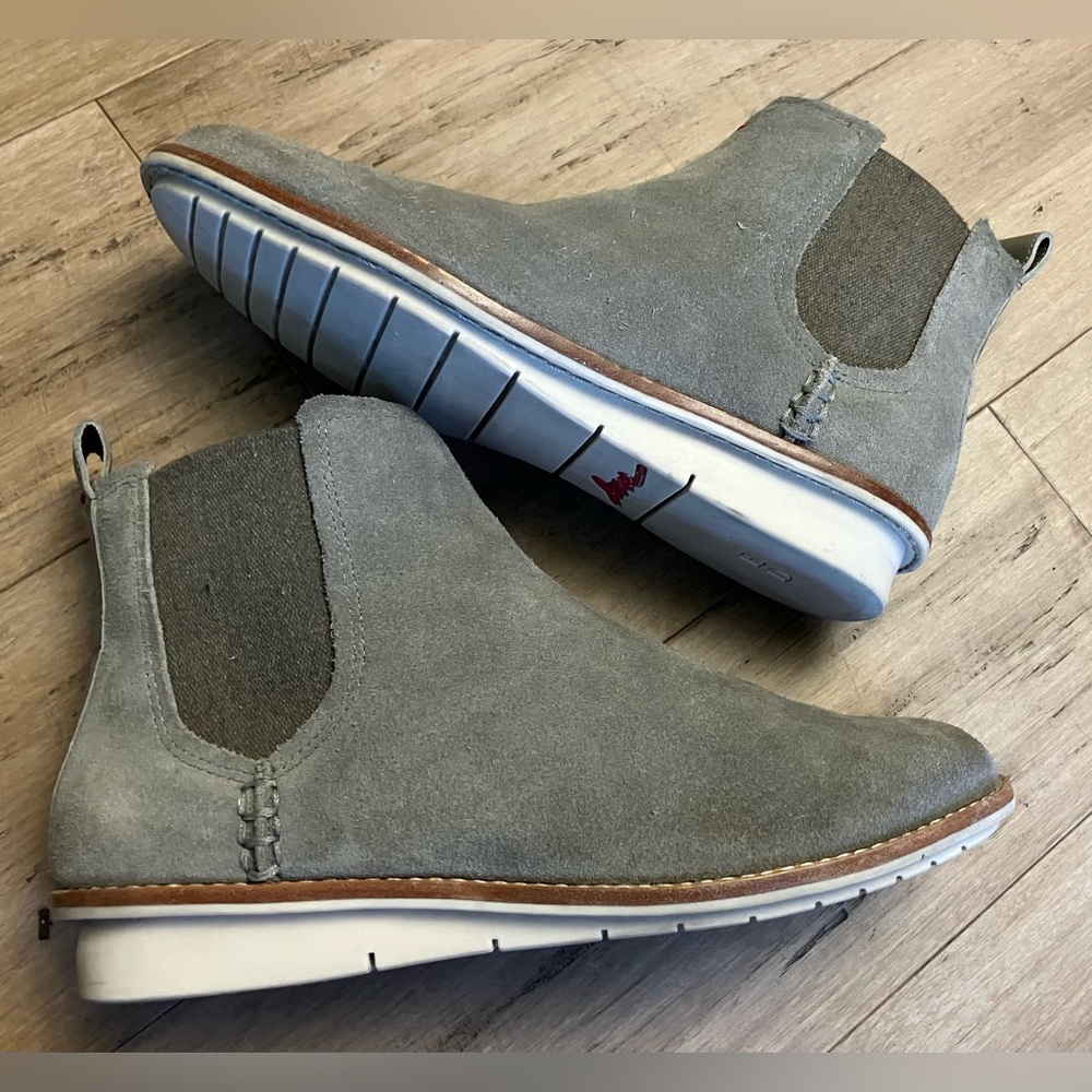 Suede Chelsea Ankle Boots in Light Gray